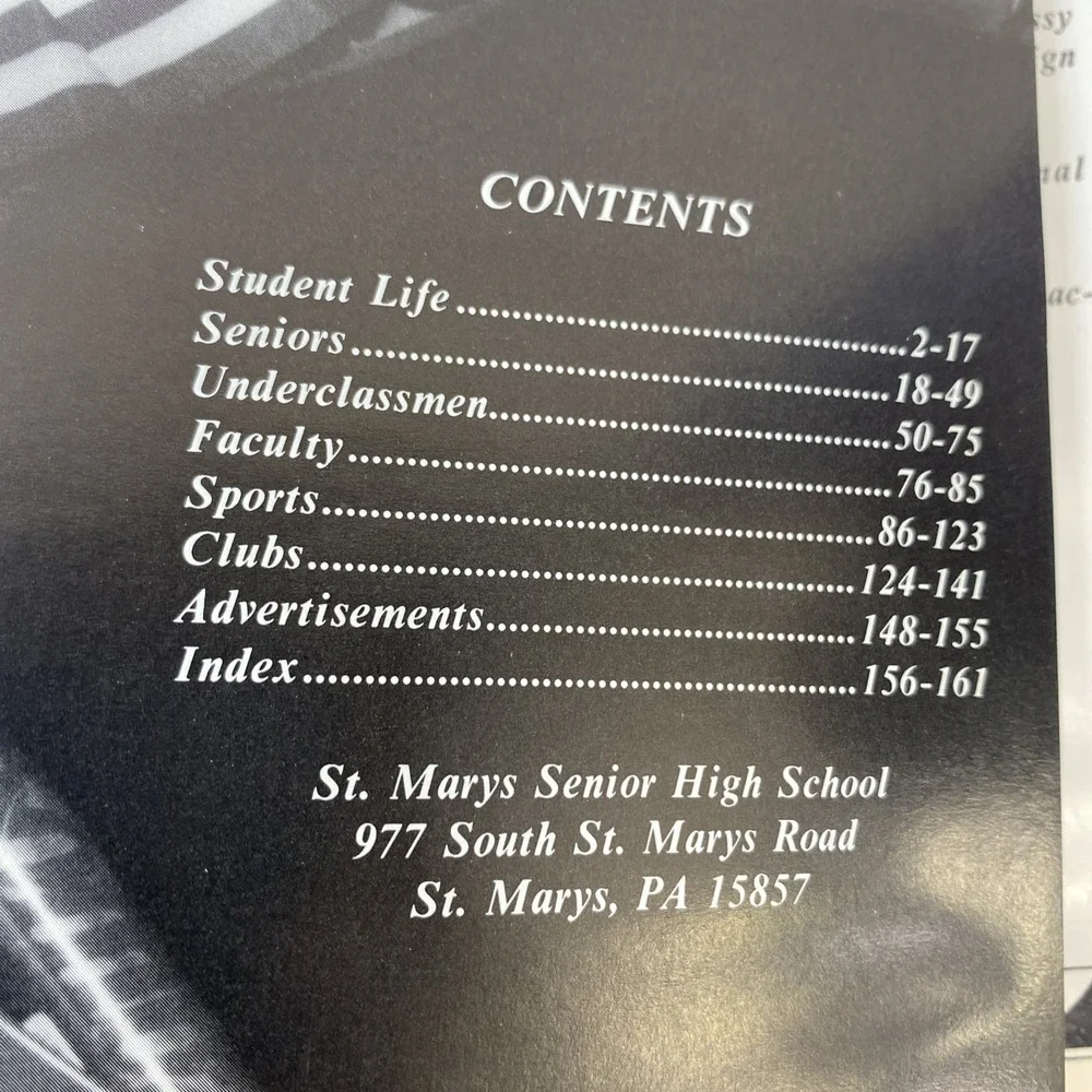 1989 ST.‎ MARYS SENIOR HIGH SCHOOL YEARBOOK, THE VOYAGER, ST. MARYS, PA